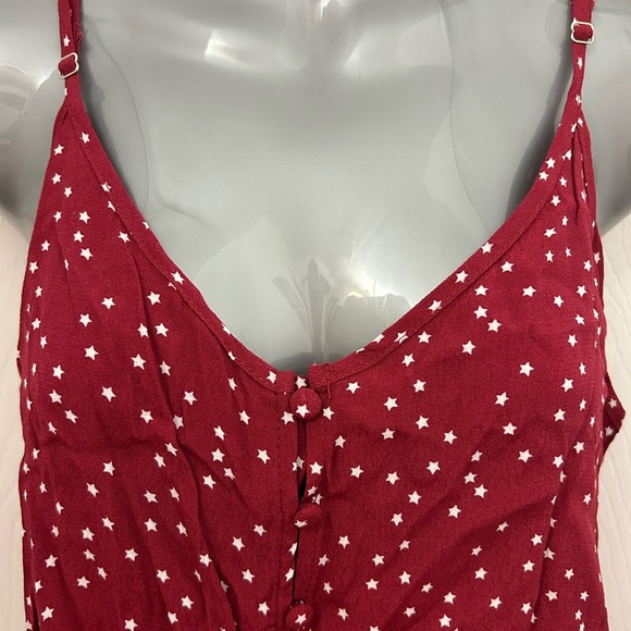 Red Tank Top with White Stars, Adjustable Straps, Sz S - Picture 2 of 6
